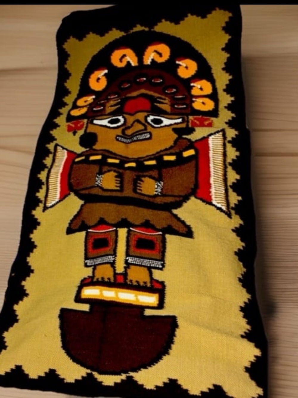 Vintage Peruvian wall hanging or tapestry made from alpaca wool Hand Woven